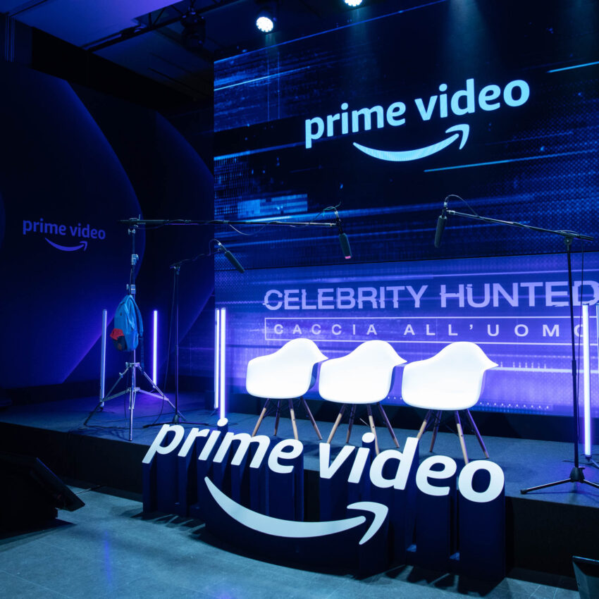 Celebrity Hunted 3, the set up of the premiere in Milan for Prime Video