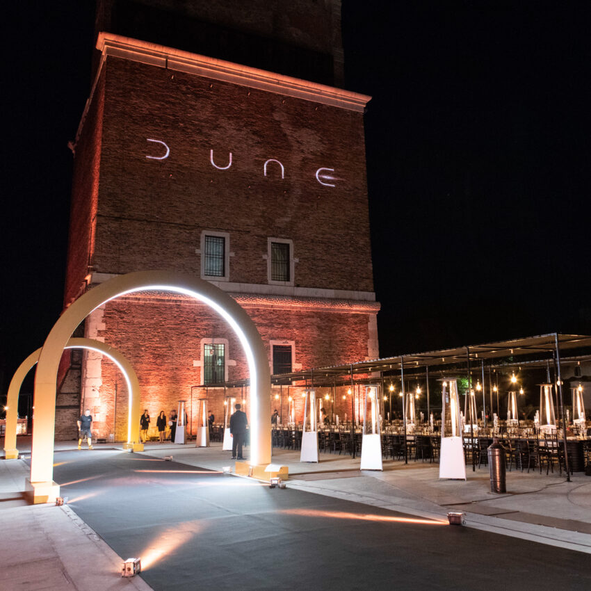 Dune, Venice78. The gala dinner at Arsenale. Set up of the event